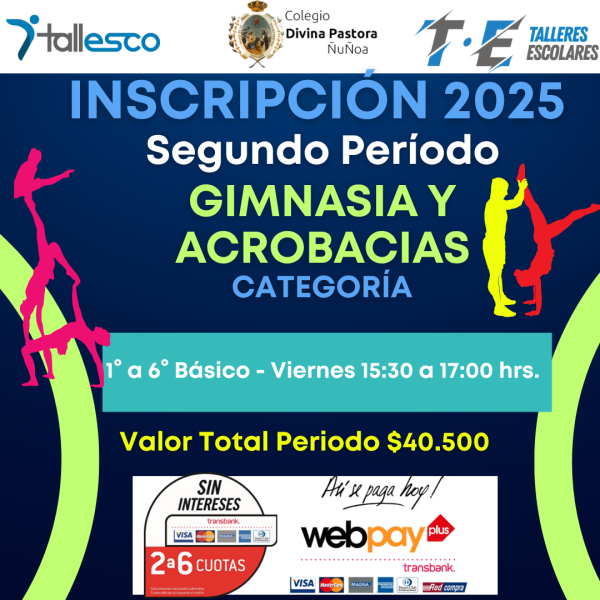 GIMNASIA Y ACROBACIAS COLEGIO DIVINA PASTORA ÑUÑOA 2° Semestre 2025 - Imagen 1