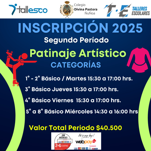PATINAJE ARTÍSTICO COLEGIO DIVINA PASTORA ÑUÑOA 2° Semestre 2025 - Imagen 1