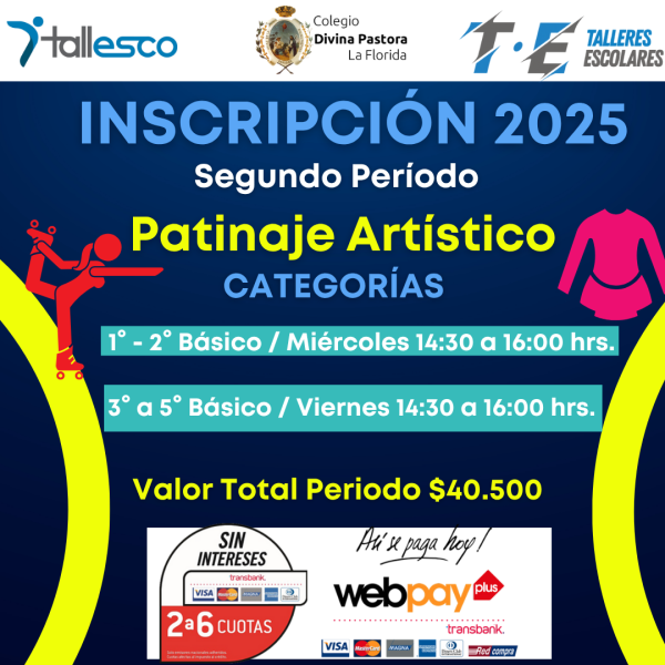 PATINAJE ARTÍSTICO COLEGIO DIVINA PASTORA LA FLORIDA 2° Semestre 2025 - Imagen 1