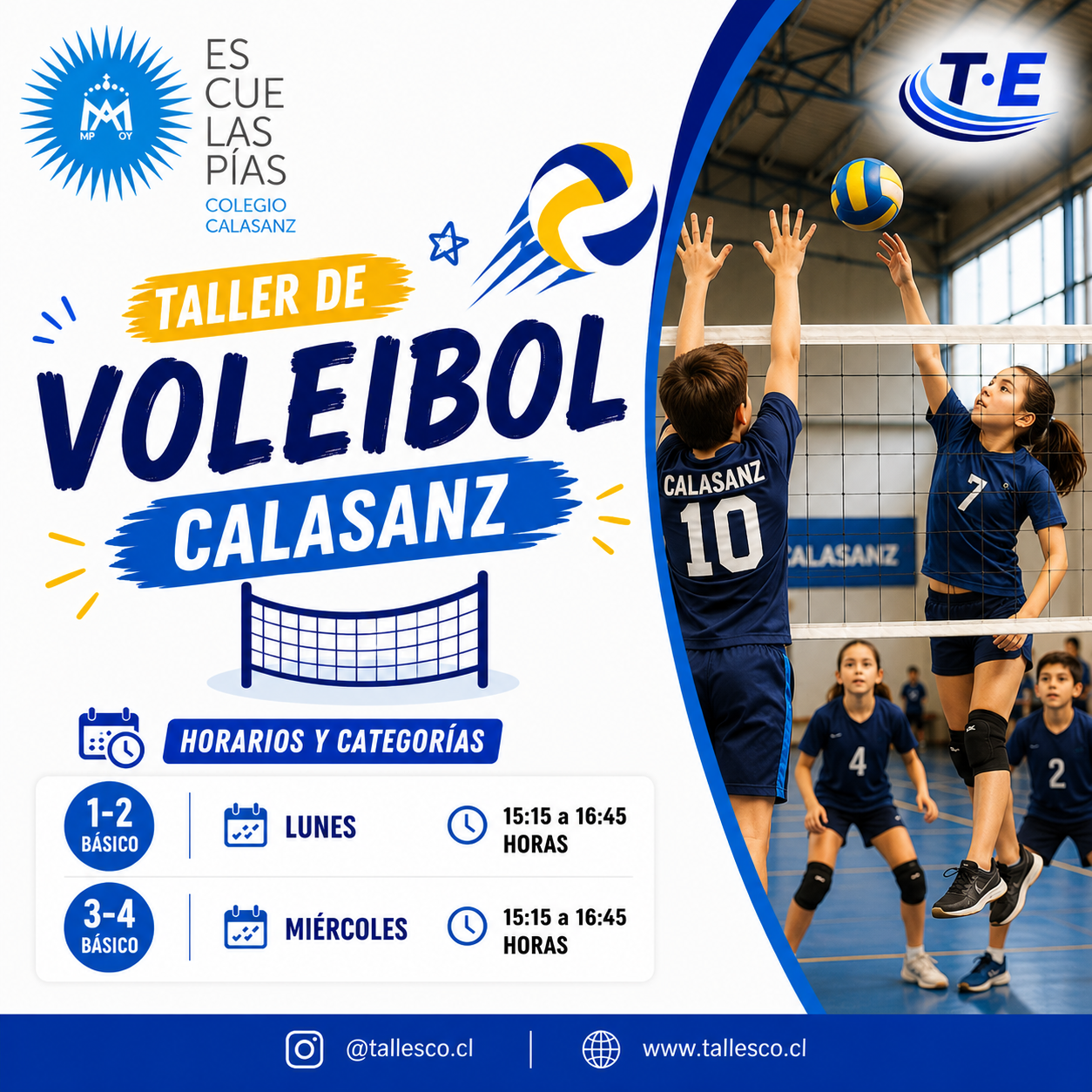Voleibol Calasanz Taller Voleibol Formativo Mixto/ Colegio Calasanz / 1°-4° Básico / SEGUNDO SEMESTRE - Imagen 1