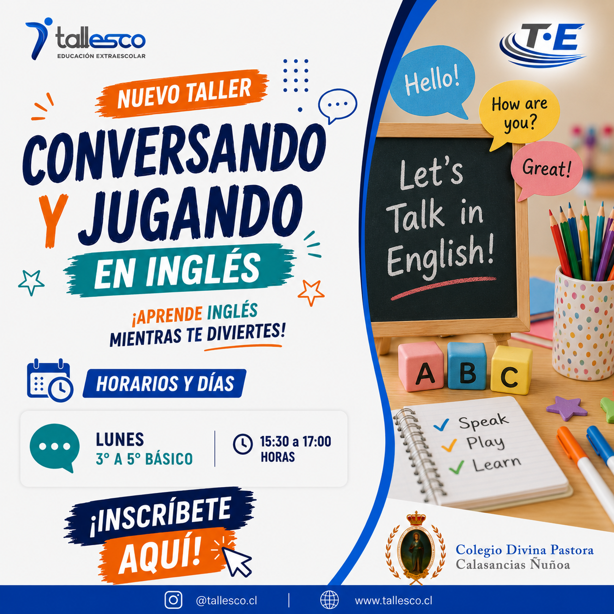 INGLÉS CDPÑ Conversando en Inglés Colegio Divina Pastora Ñuñoa Segundo Semestre - Imagen 1