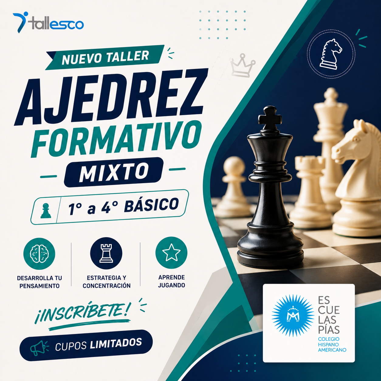 Ajedrez CHA Ajedrez Formativo Mixto 1° a 4° Básico Colegio Hispano Americano Segundo Semestre - Imagen 1