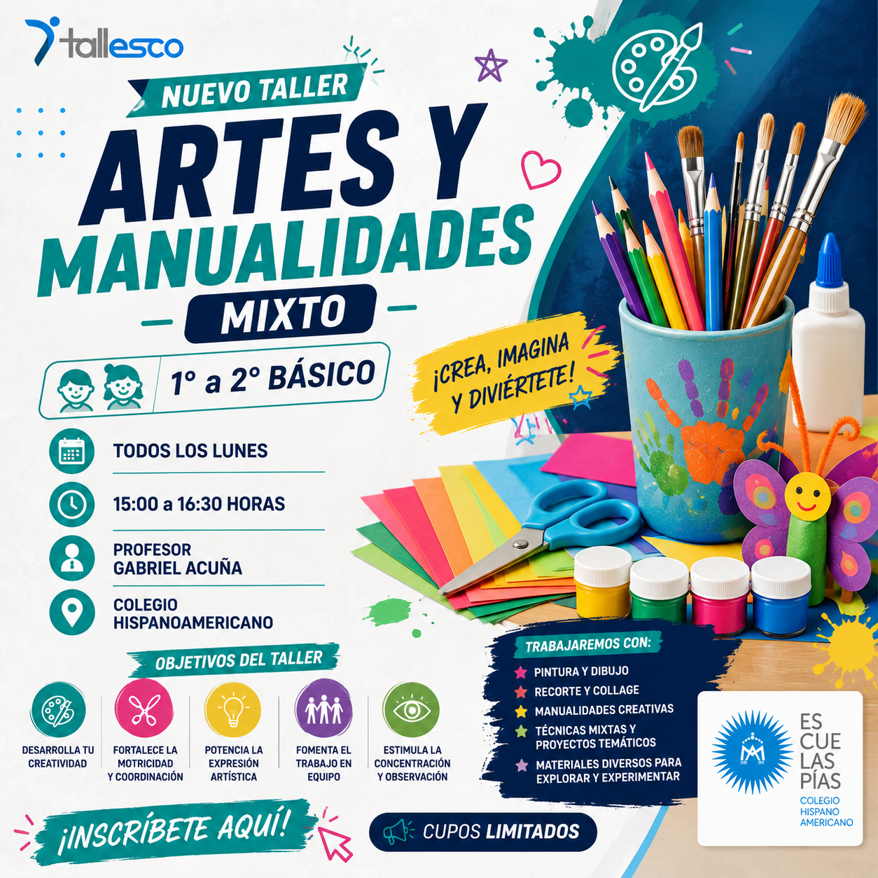 Artes 3 cha Artes y Manualidades 1° a 2° Básico Colegio Hispano Americano Segundo Semestre - Imagen 1