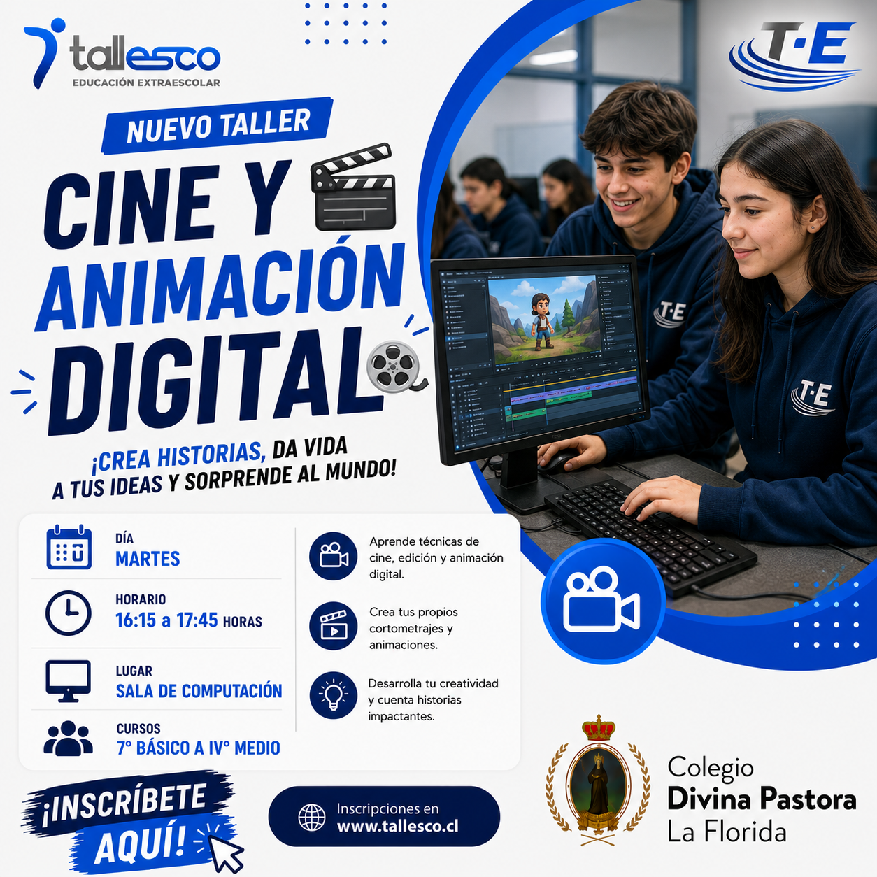 Cine y animación digital Cine y animación Digital Colegio Divina Pastora La Florida Segundo Semestre - Imagen 1
