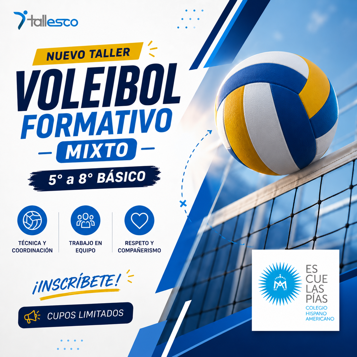 Voleibol Flyer CHA Voleibol Mixto 5° a 8° Básico Colegio Hispano Americano Segundo Semestre - Imagen 1